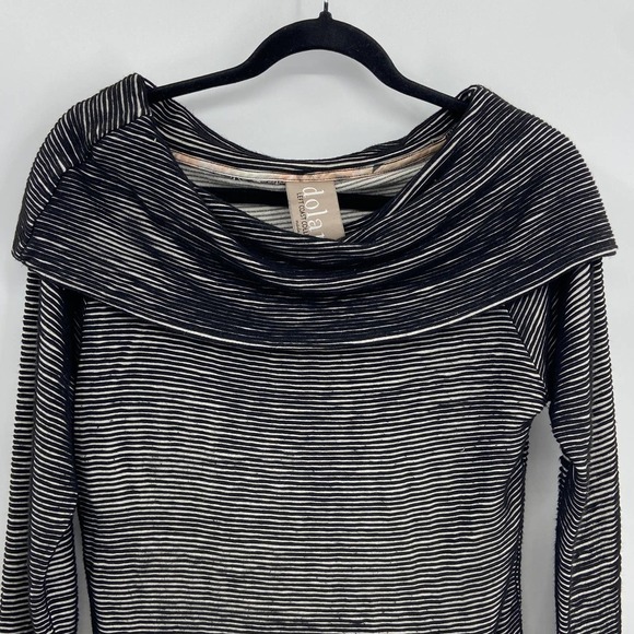 ANTHROPOLOGIE Dolan Black White Stripe Cowl Neck Long Sleeve Top Size XS - Picture 4 of 6